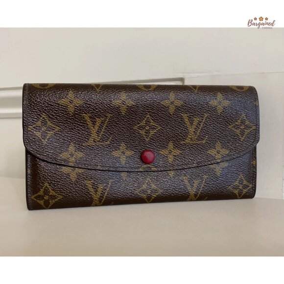 Authentic Louis Vuitton Monogram Canvas Leather Red Emilie Long Wallet CA2163 - Picture 4 of 13